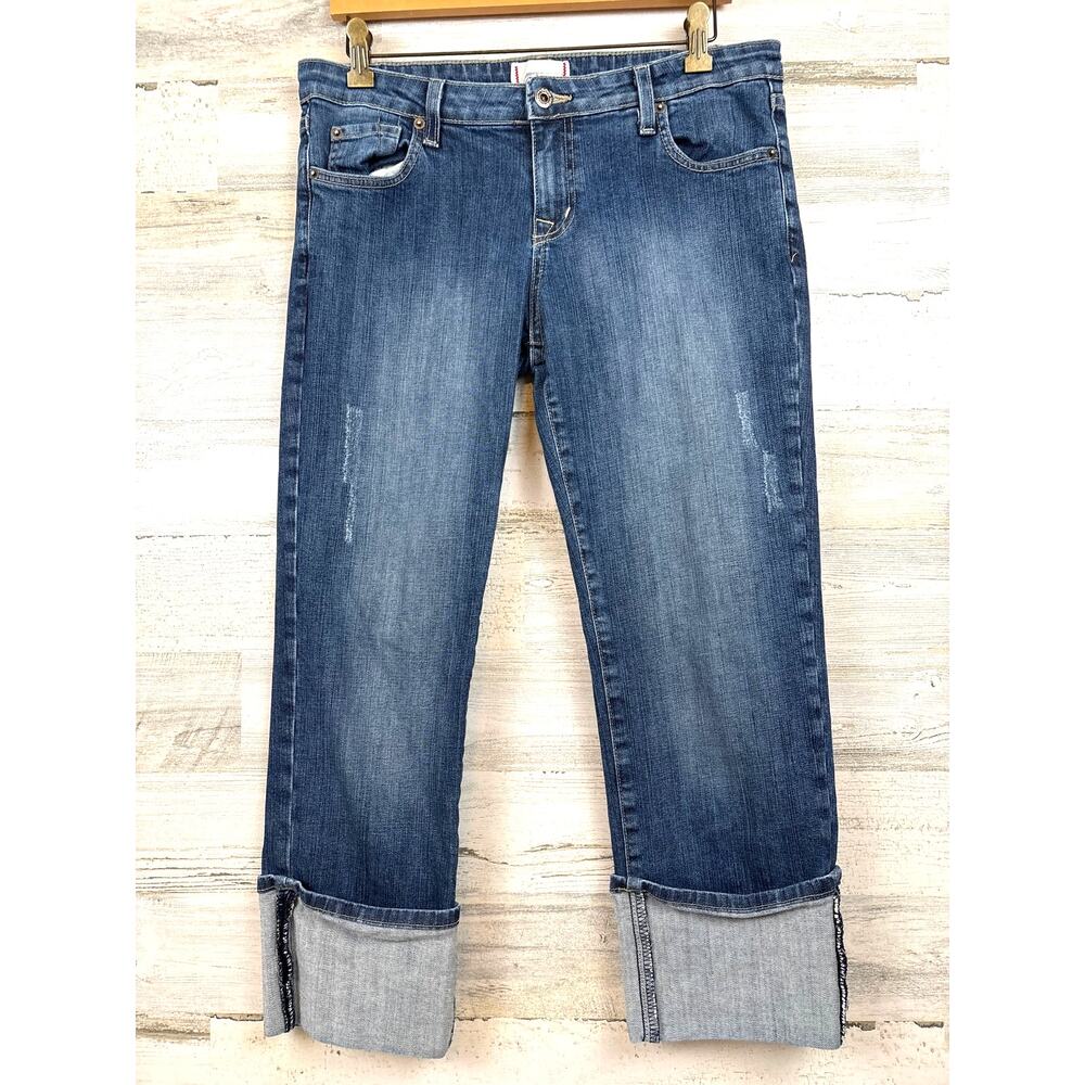 BDG Urban Outfitters Womens 31 Light Wash Cuffed Crop Boyfriend Denim Jeans
